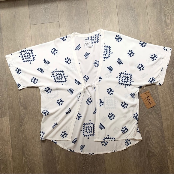 Soleil Aztec Kin Beach Kimono Cover up NWT - Picture 2 of 16